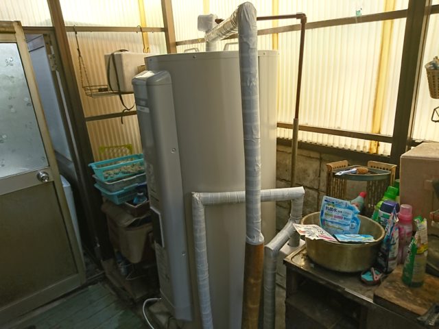 京都府西京区丸形電気温水器取替工事（三菱SRG-375G）